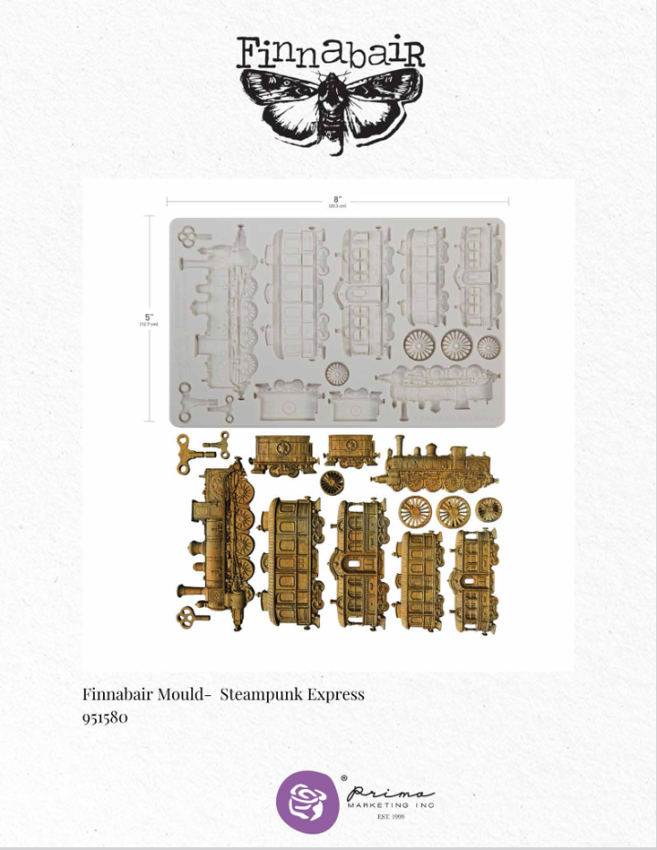 Finnabair Moulds – Steampunk Express – 1 pc, 5″x8″x8mm