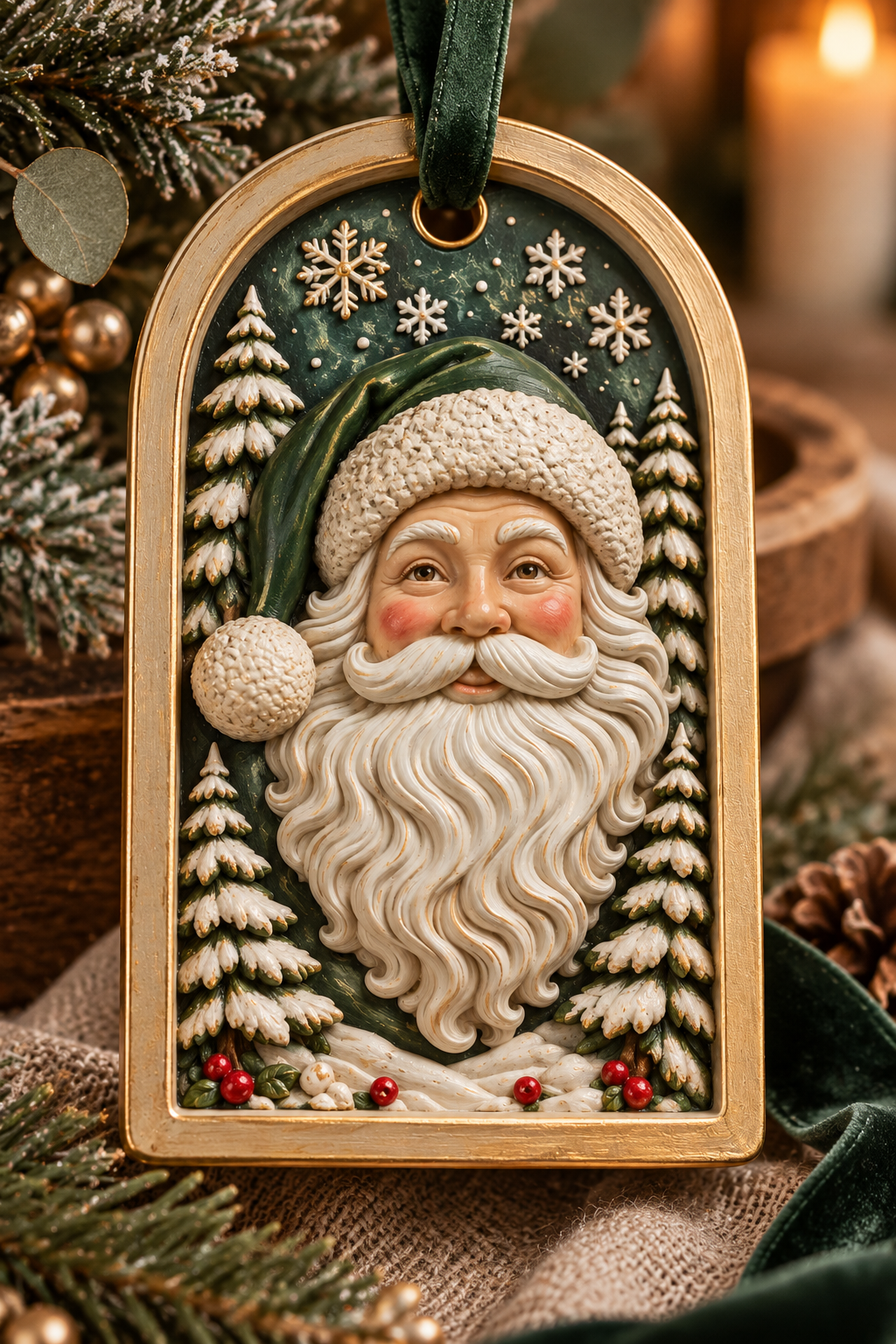 Rustic Santa Ornament Holiday Vignette.png