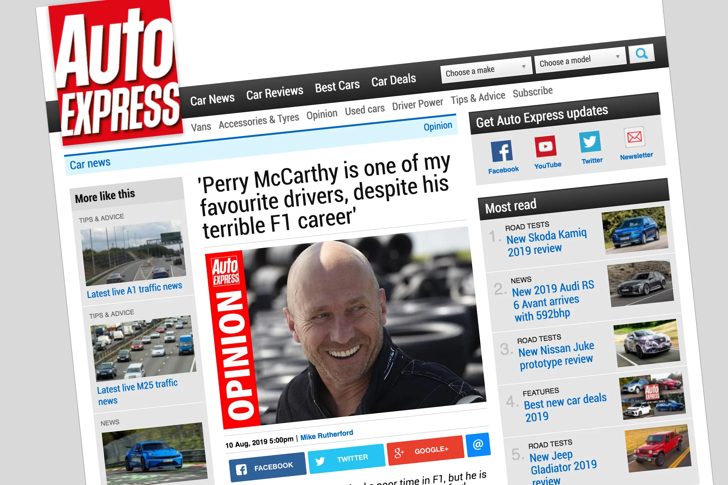 'Perry McCarthy is one of my favourite drivers, despite his terrible F1 career' - AutoExpress