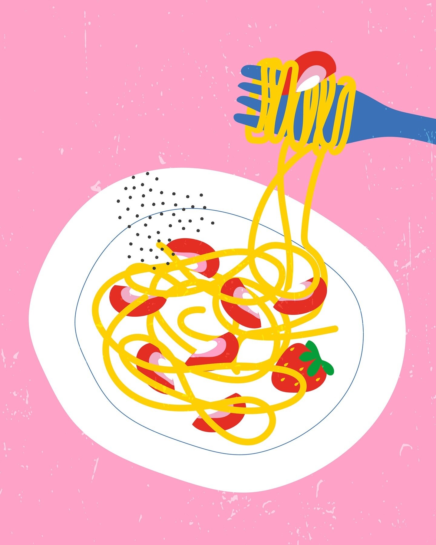 Ce midi c&rsquo;est p&acirc;tes aux fraises &agrave; la cantine 🍓🍝😋

Illustration extraite d&rsquo;un projet non retenu sur le th&egrave;me des rumeurs. 

Elle est disponible en fond d&rsquo;&eacute;cran en story 😘