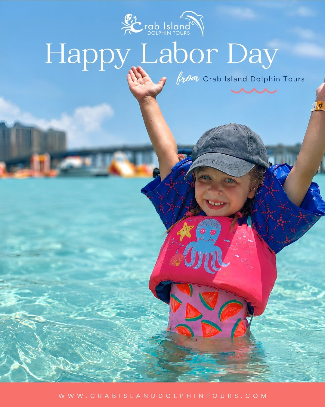 Happy Labor Day from Crab Island Dolphin Tours!

Here&rsquo;s to sunshine, clear water, hard work, and well earned time with the people who matter most. We hope everyone gets a chance to slow down, soak it in, and enjoy a beautiful day on the Emerald