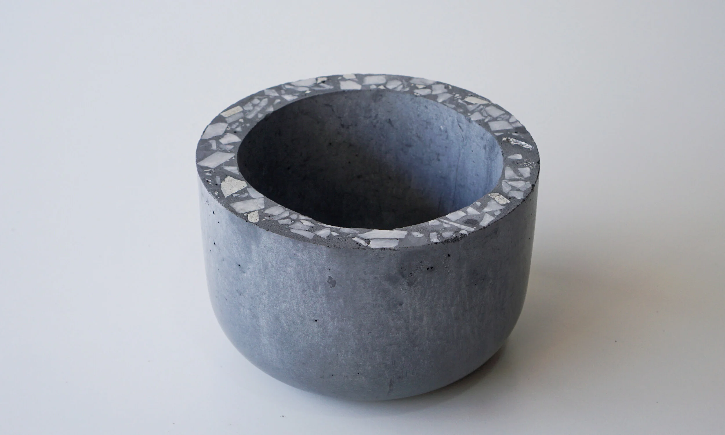 8” White Terrazzo Planter 1/1 (6” inner diameter)