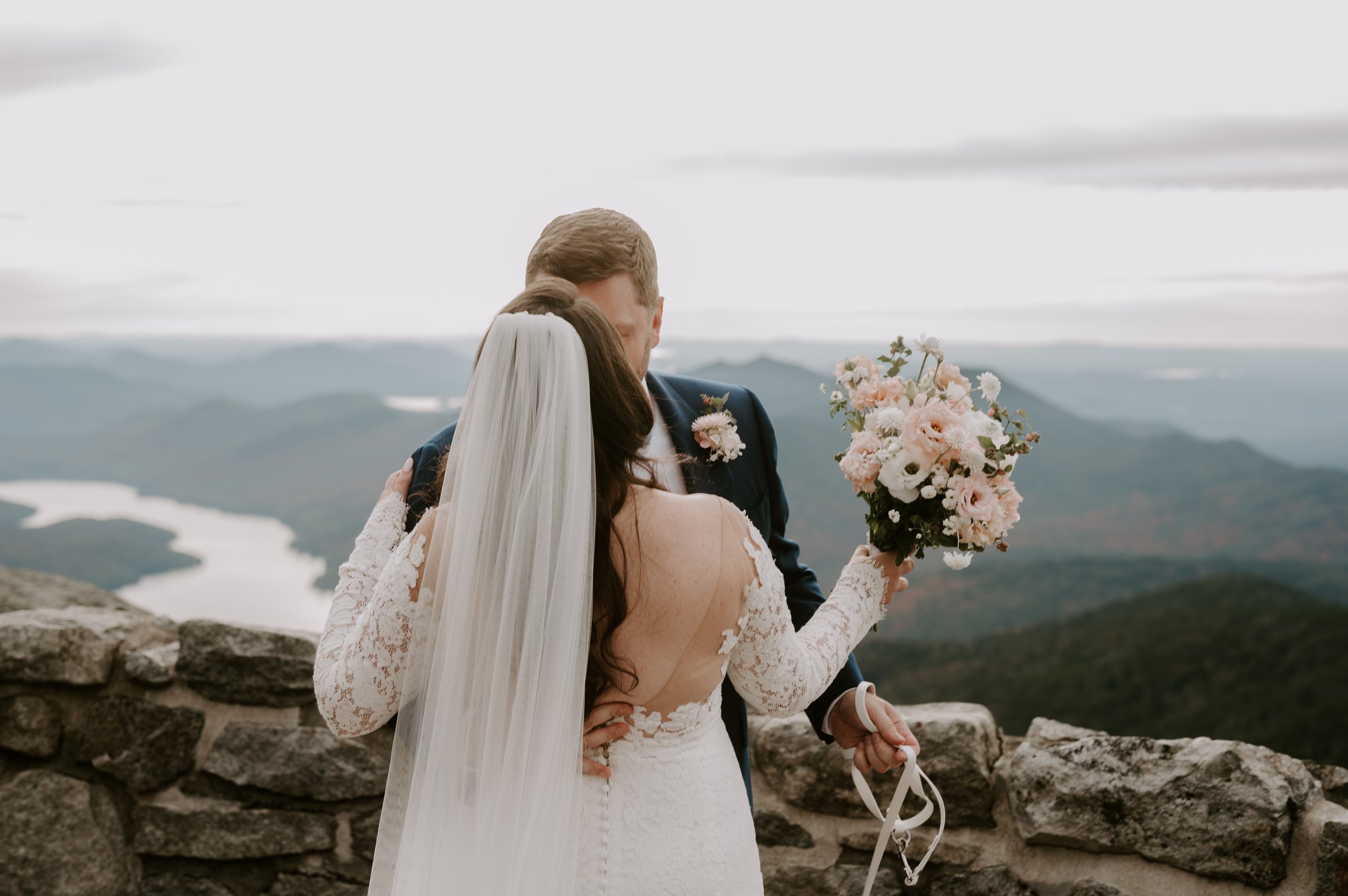 First look wedding photos at White Face Mountain Lake Placid New York