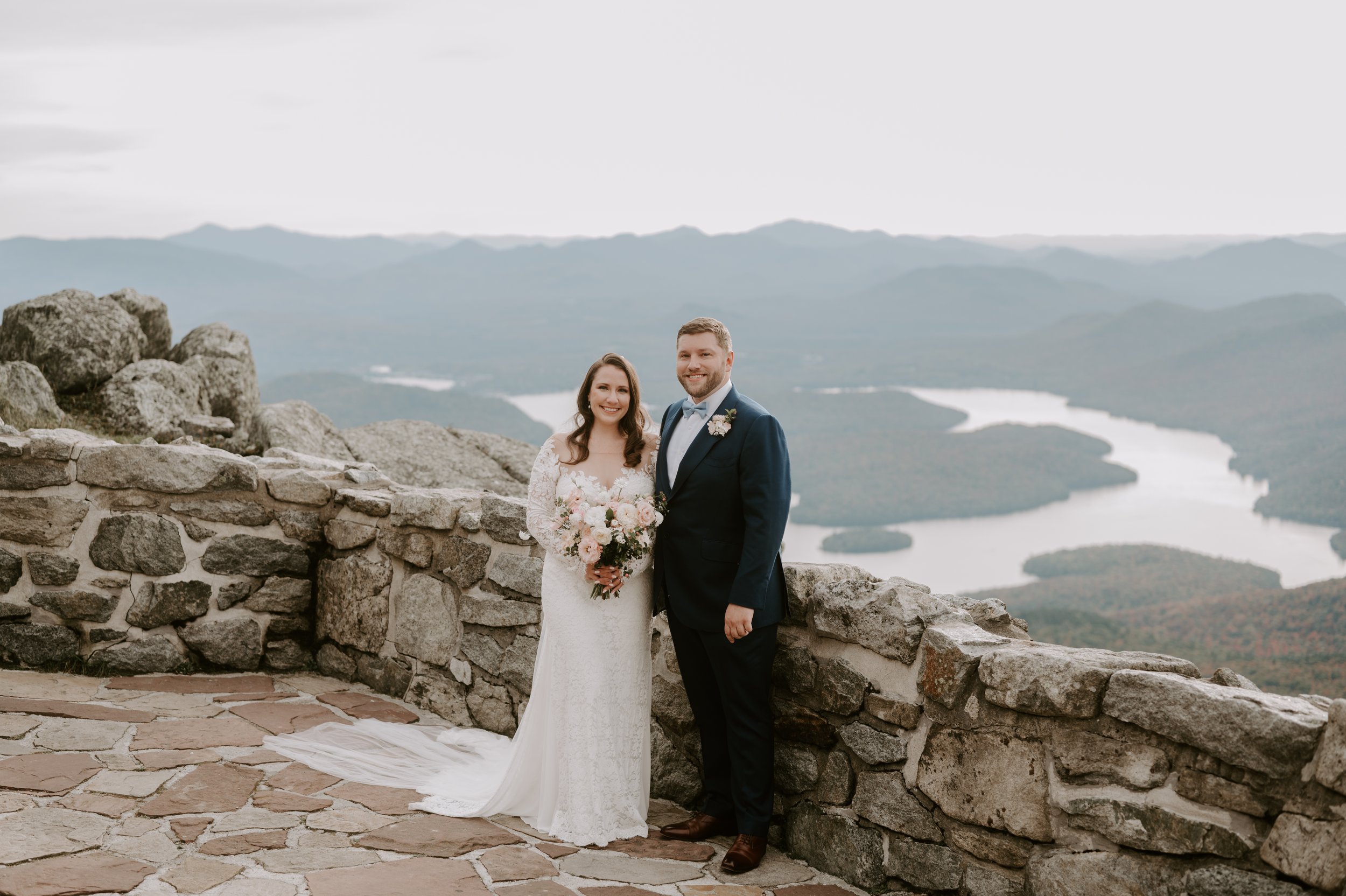 Fall wedding photos at White Face Mountain Lake Placid New York