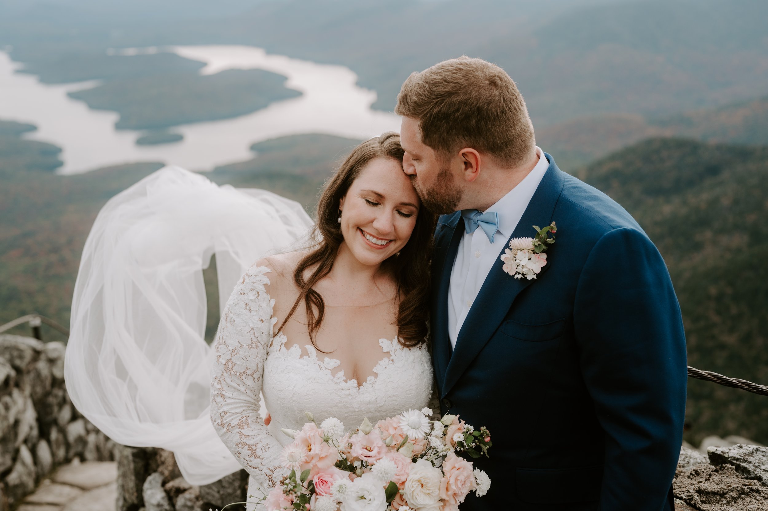 fall wedding photos at White Face Mountain Lake Placid New York