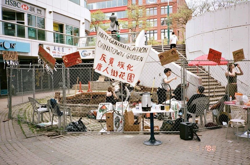 Tea Base and Friends of Chinatown Toronto’s Anti-Displacement community garden in the Chinatown Centre courtyard.