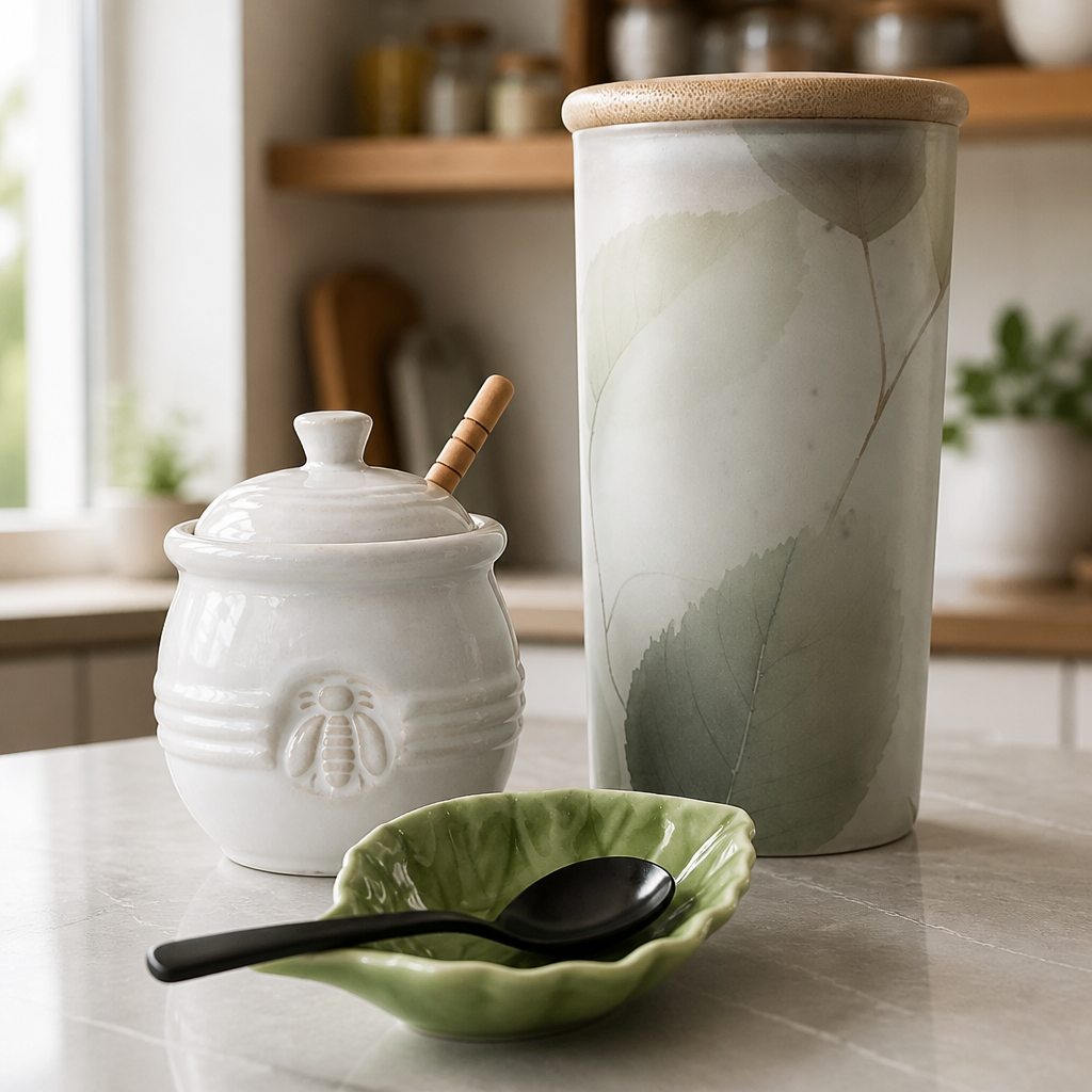 Silent Grove Glass Canister | Botanical Storage Jar with Bamboo Lid ...