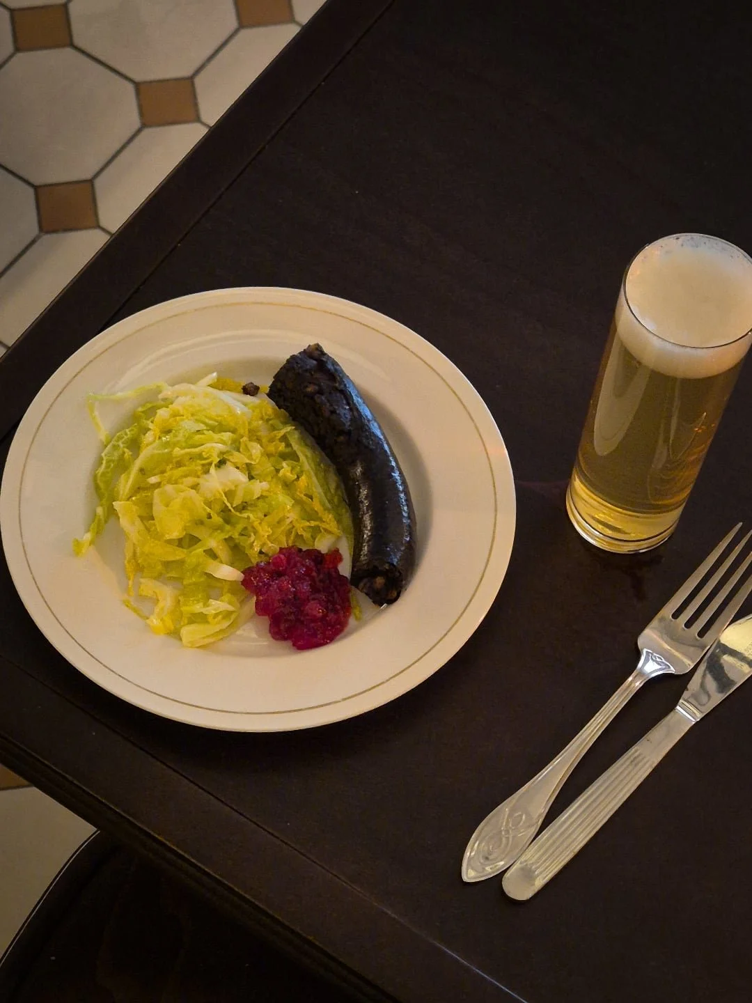 New addition to our menu 👀 Blood sausage served with cabbage and lingonberry compott!