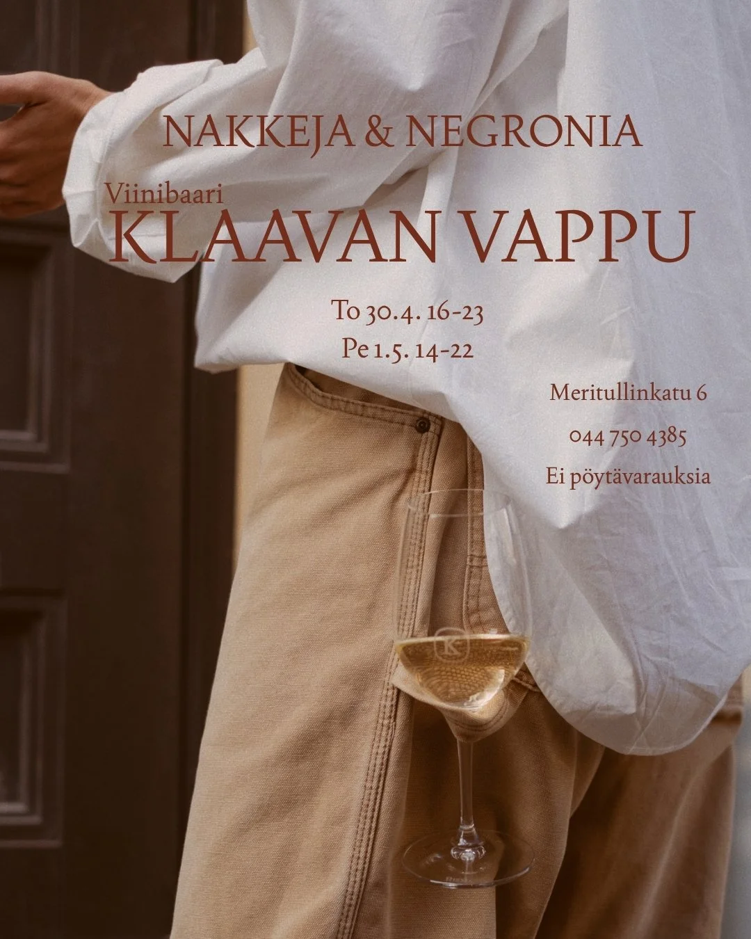 5 reasons to celebrate Vappu with us:

3 nakkia and 2 negronis (?) 

SEE YOU ON THURSDAY AND FRIDAY ❤️