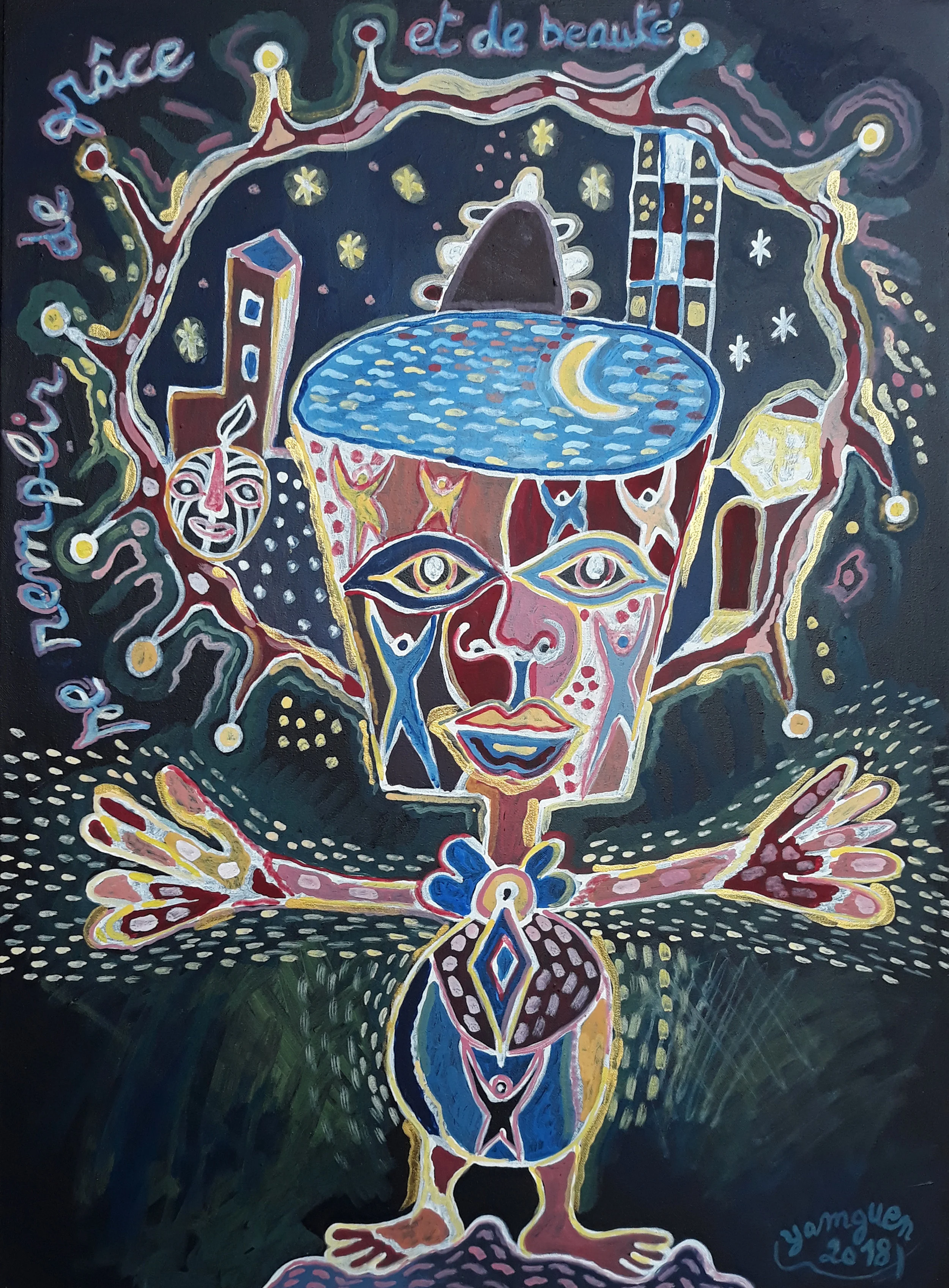 Egayer l'obscurité II, 75cm x 65cm, acrylique sur toile, 2018