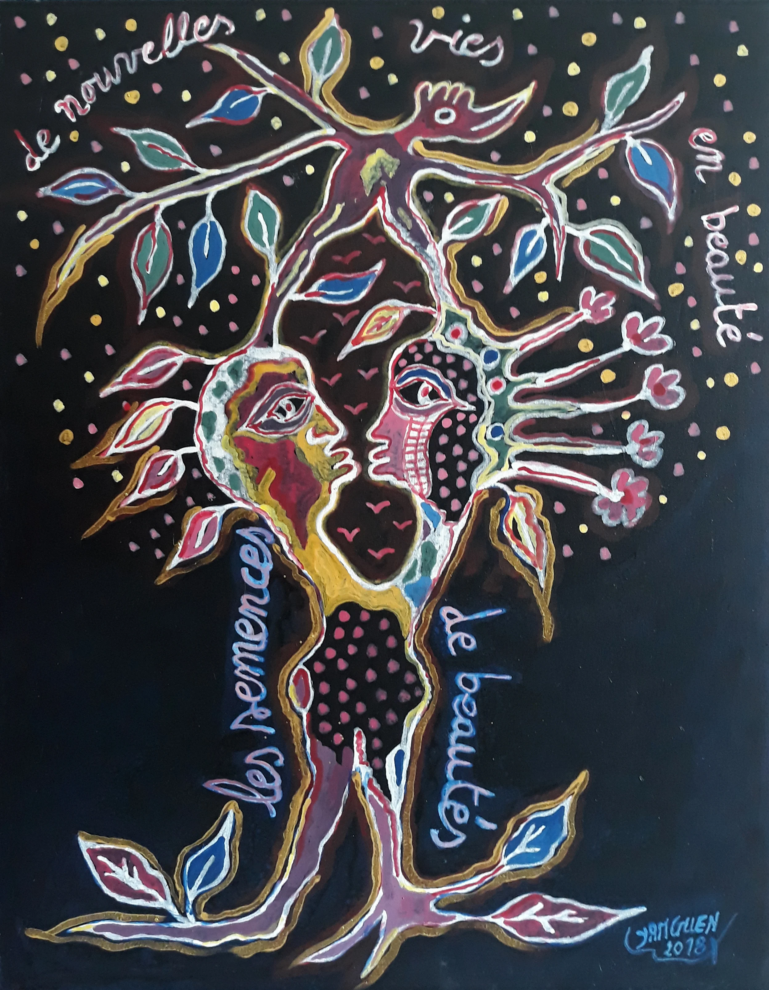 Egayer l'obscurité III, 75cm x 65cm, acrylique sur toile, 2018