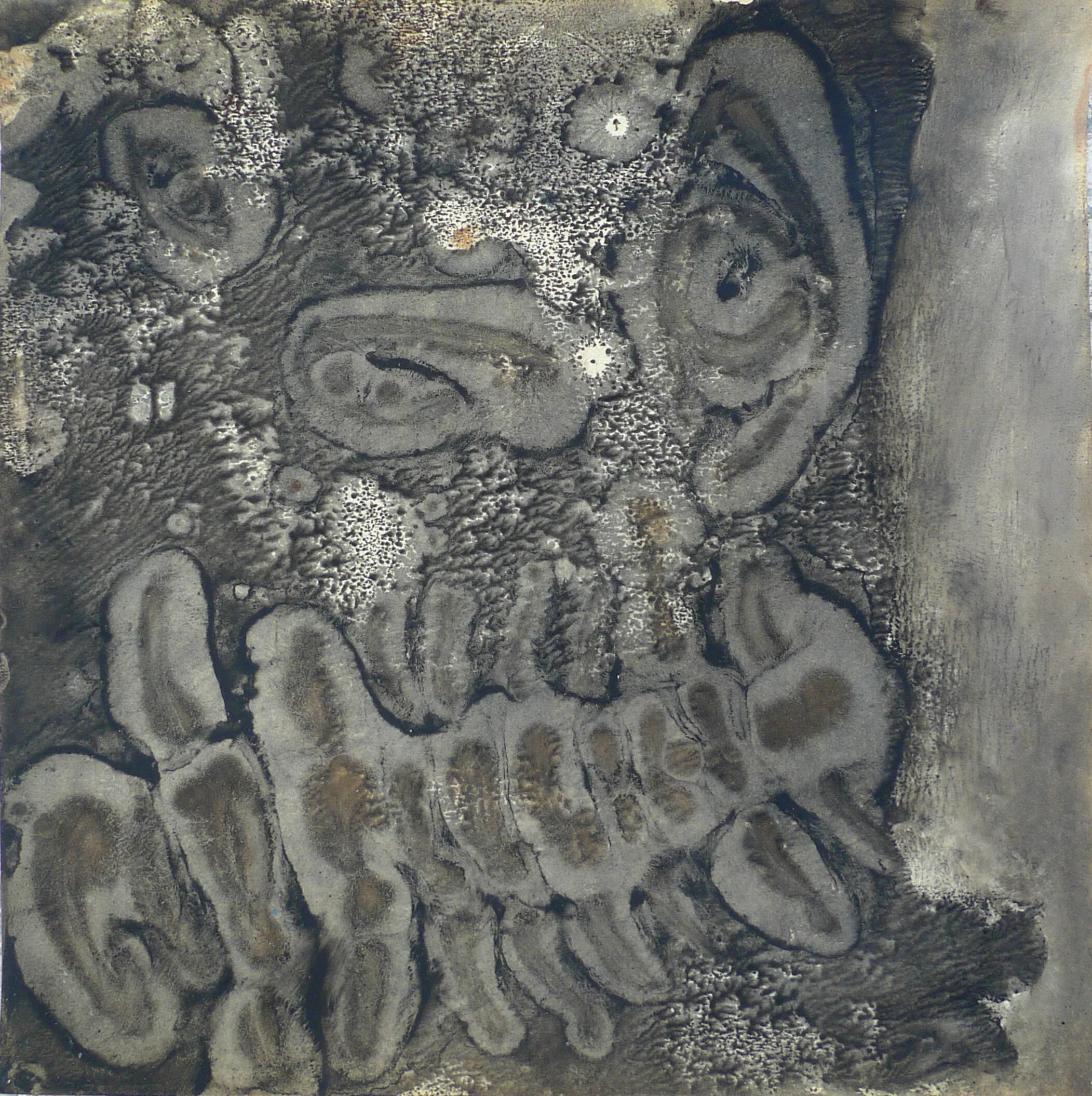 "Awakening day", Mouillé sur mouillé, huiles et pigments sur papier , 50 cm x 50 cm, 2019 