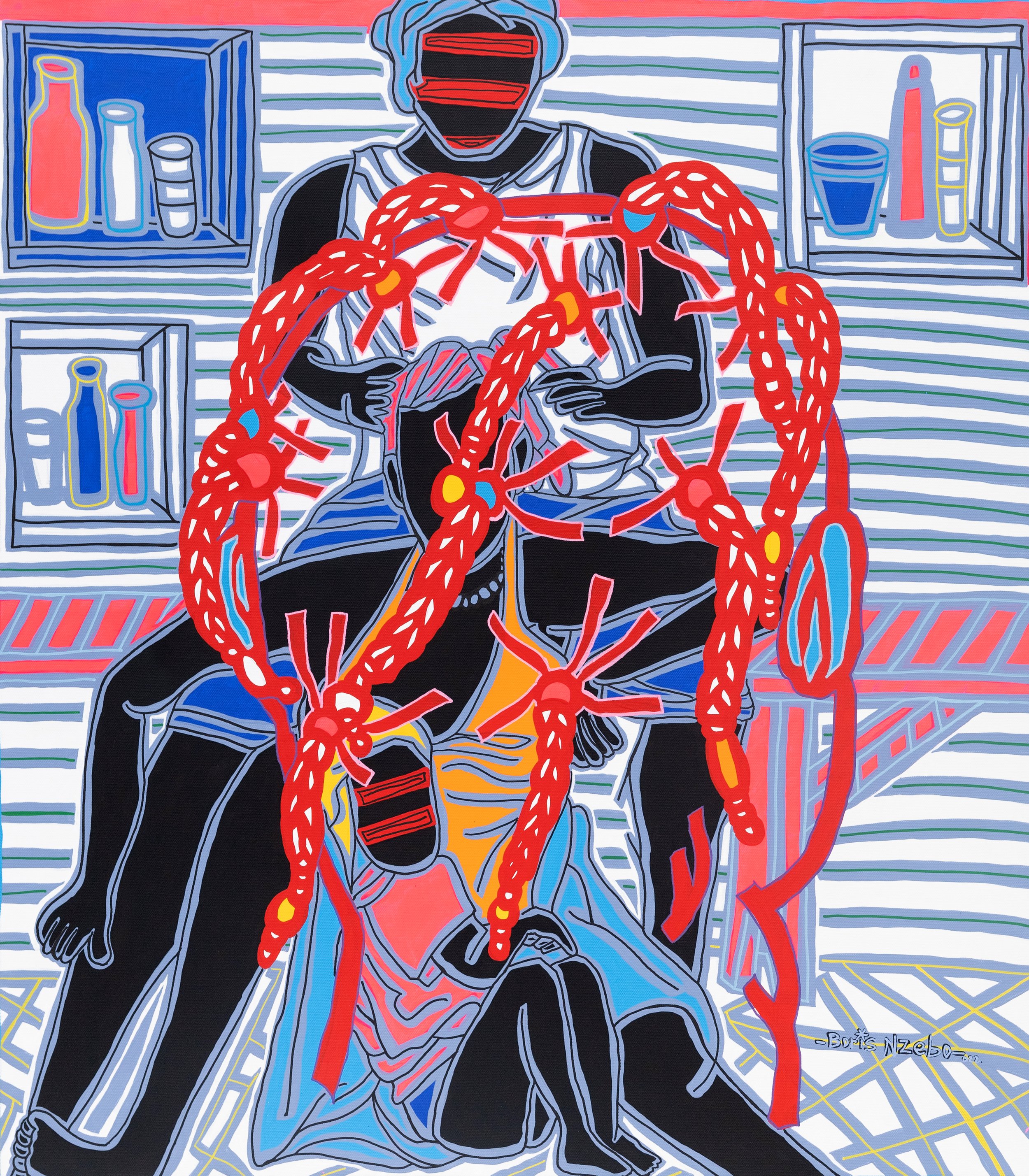 Boris Nzebo_Transmission, 100 x 114 cm, Acrylic and Molotow on Canvas, 2022.jpg