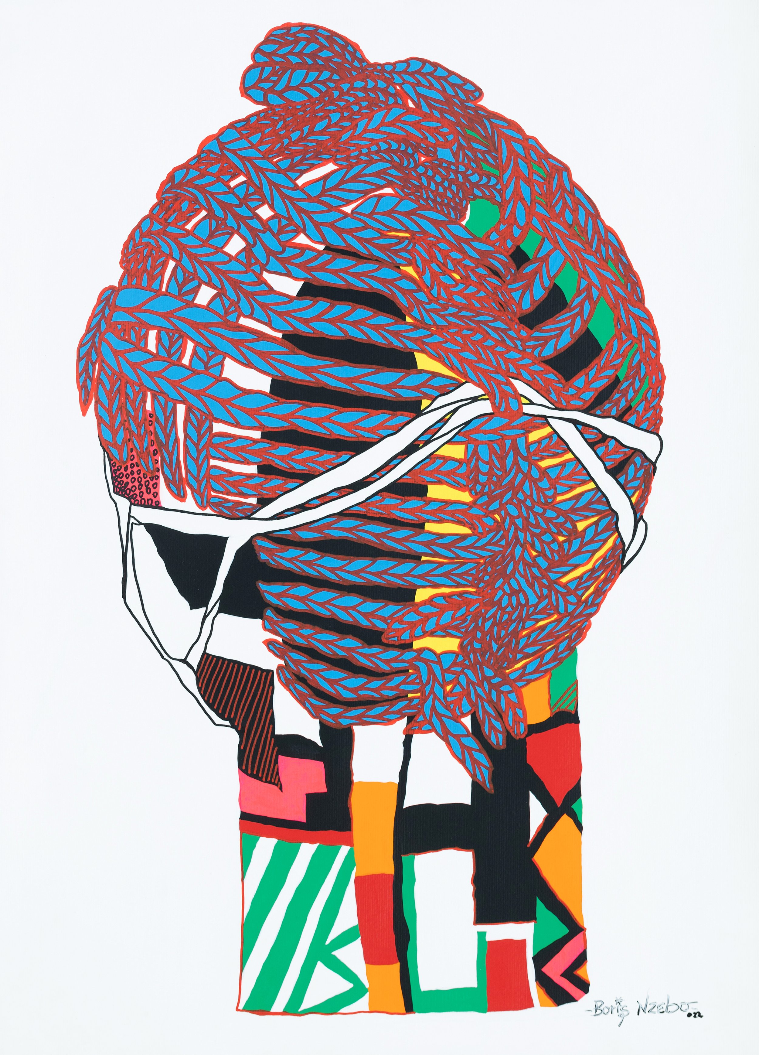 Boris Nzebo_Tête de proue 5, 70x50cm, acrylic and Posca on paper, 2022.jpg