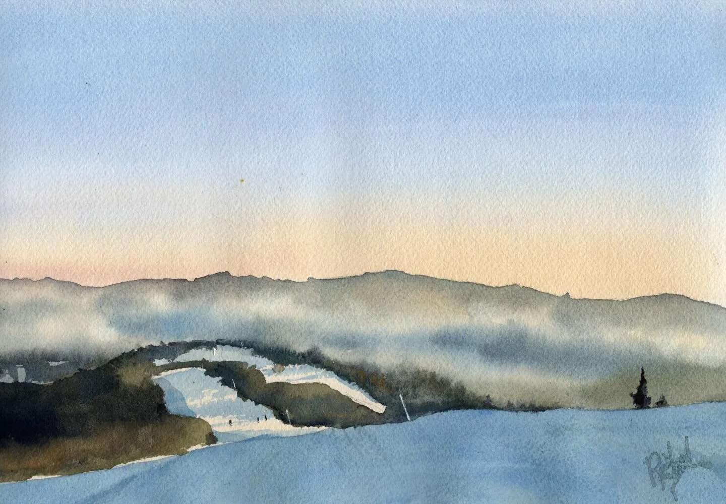 Predn&eacute; Solisko, 8 x 12 in 🇸🇰 

If you follow me on stories, you&rsquo;ll might remember my tale of hiking up here in regular shoes and no crampons this winter. This was the stunning view we were left with once we made it and I stopped crying