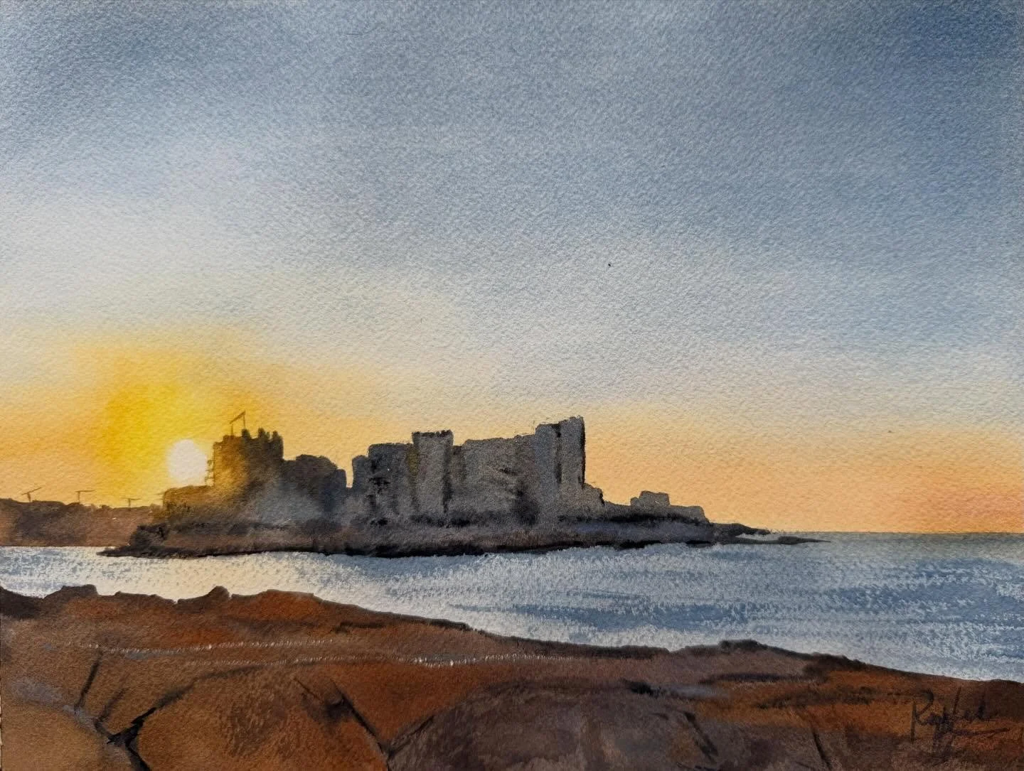 Sliema at sunset, 9 x 12 in 🇲🇹 🌅 

(Will be available soon)