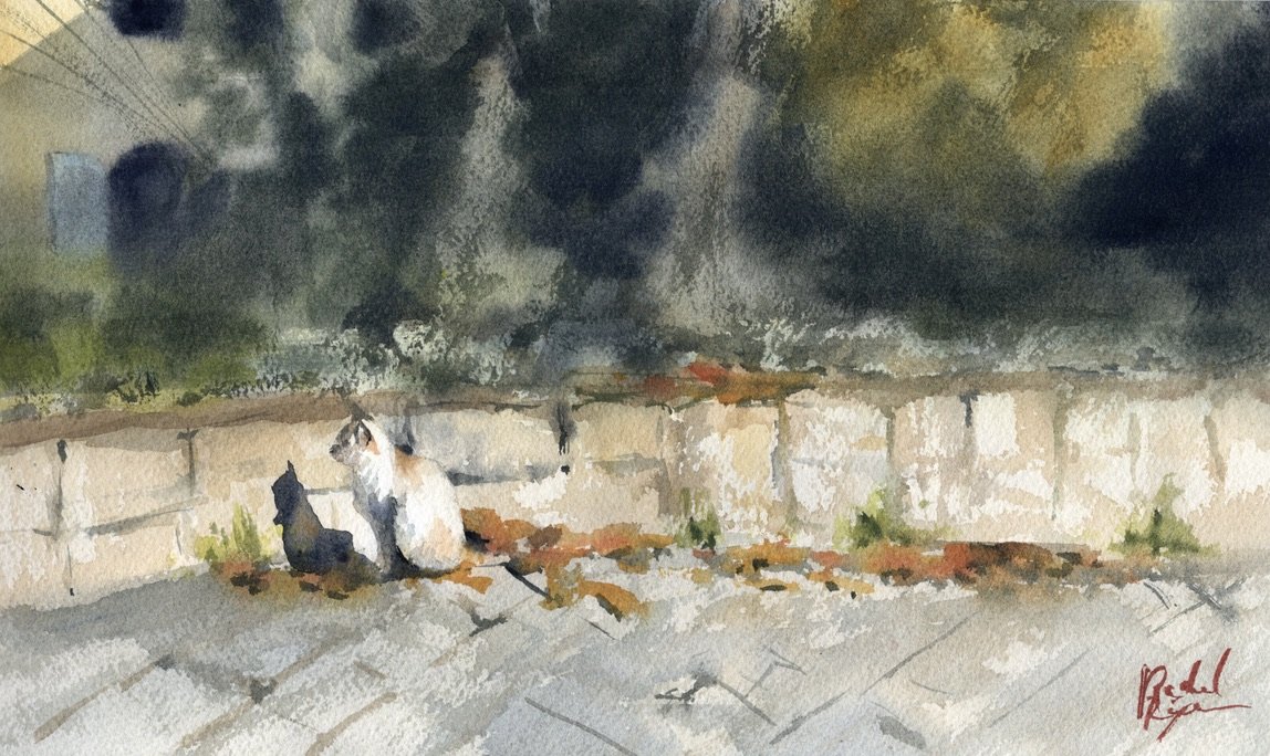 Place Gilbert Plat, 7 x 12", watercolor - SOLD