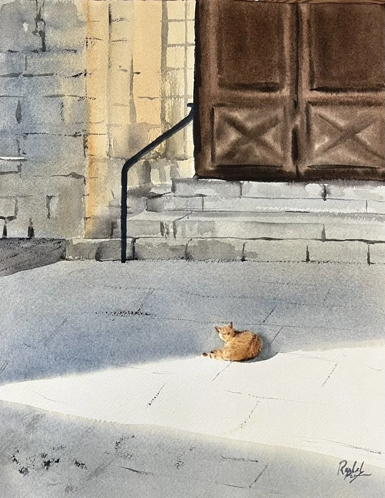 Profiter du soleil, 2025, 11 x 14", watercolor