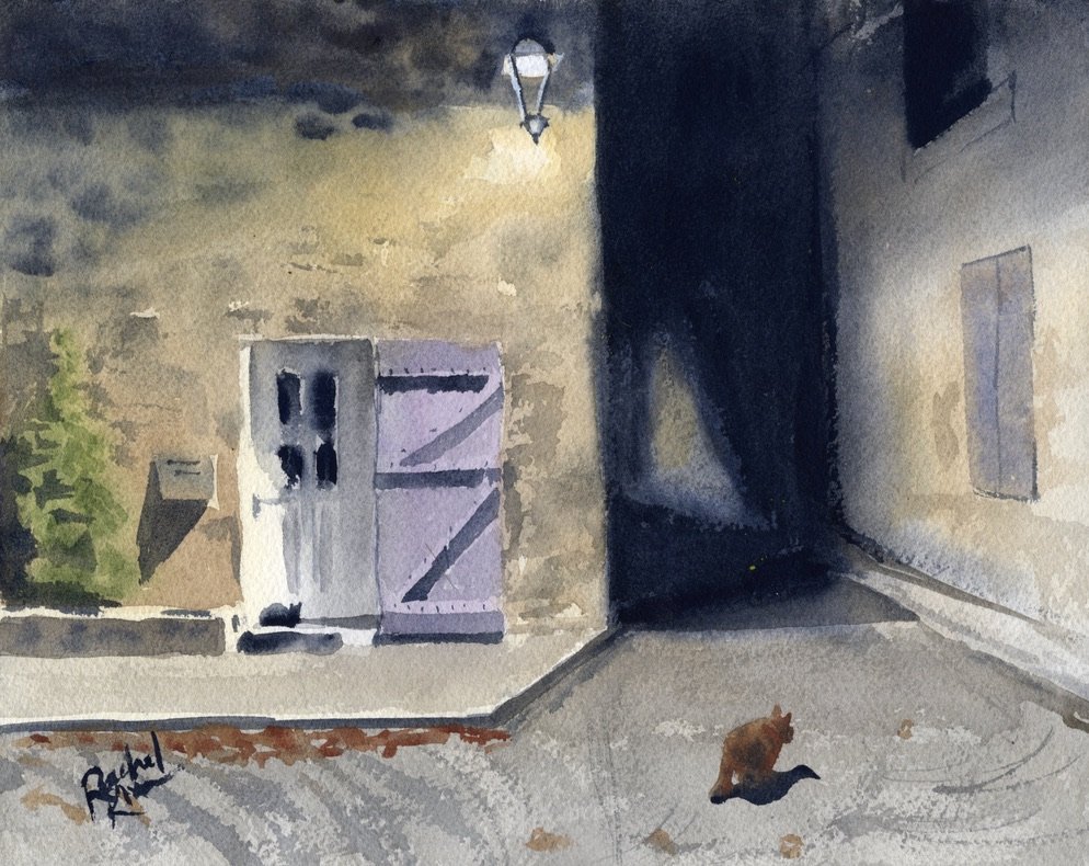 Place de la Colonne, 2025, 8 x 10", watercolor