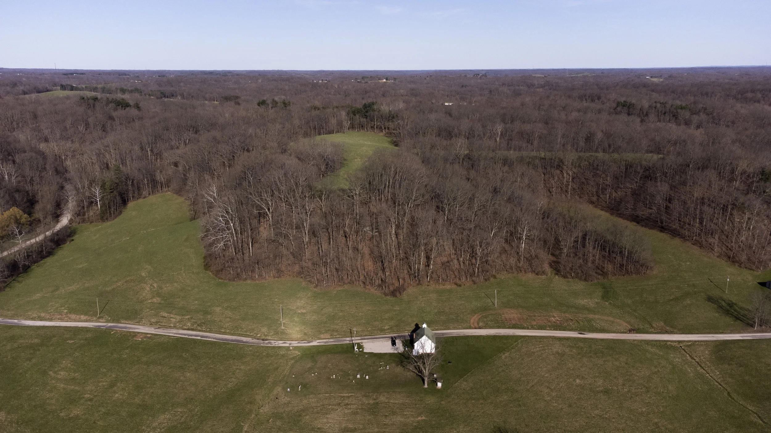  Chase Church is seen among the surrounding hillside outside of Albany, Ohio. The graveyard behind the church contains graves of Athens County residents dating as far back as the 1800's, who include Civil War veterans. 