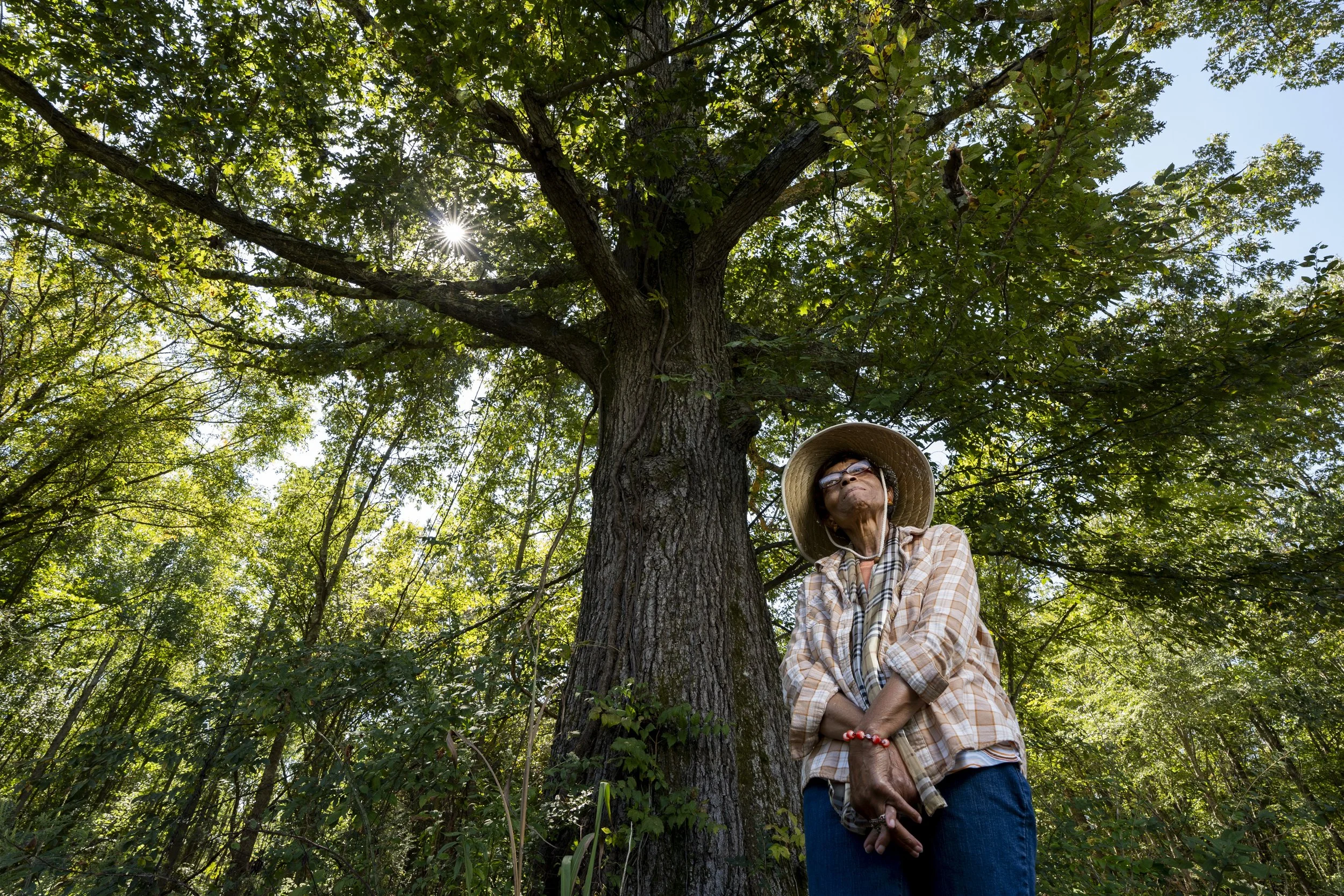  Betty Watkins, a member of BlueOval Good Neighbors, poses for a portrait on the farm that has been in her family for over 100 years in Stanton, Tenn., on Friday, September 20, 2024.  