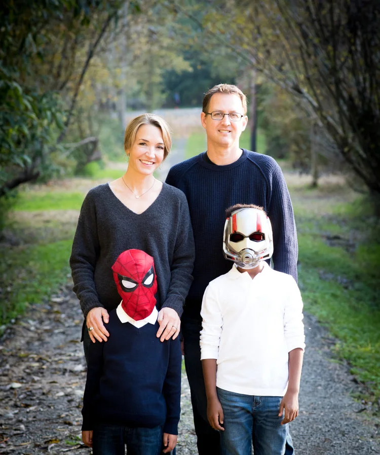 Here’s the whole family! (My kid’s favorite superhero masks were used to conceal their identities.)