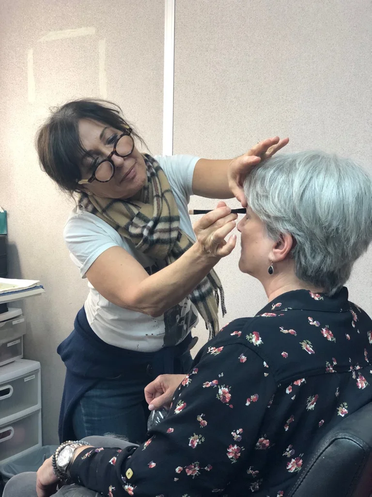 Cofounder Patsy Noah in hair and makeup