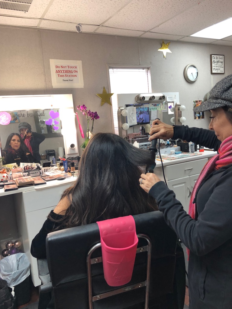 Cofounder Sharon Feldstein in hair and makeup