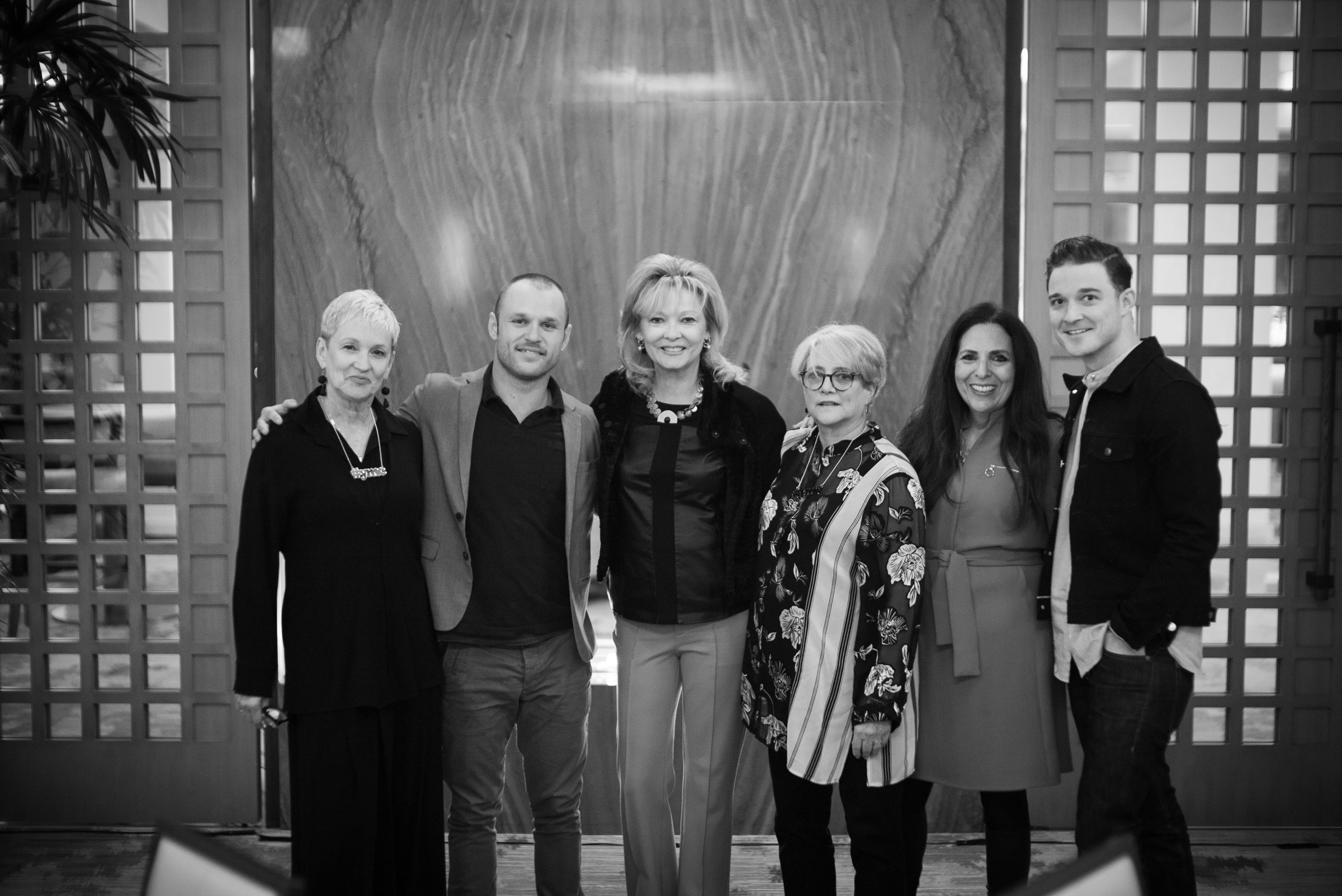 Cofounders Sharon Feldstein and Patsy Noah with Terria Joseph, James Byous, Sheryl Trower, and Sean Patrick Murray