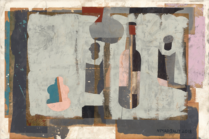 2 lighthouses Mixed media paper collage collage monotype acrylic paints Modern Art Wedge Frame