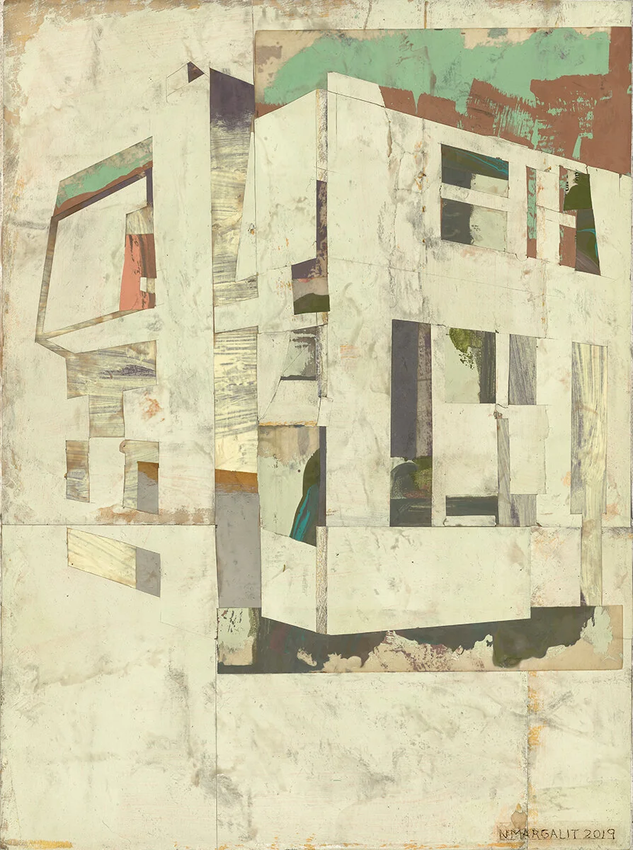 house II , 16 x 12 inches, 2019, encaustic collage & mixed media on canvas, $2,500.