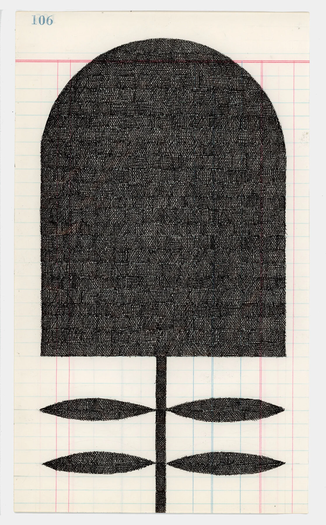 #6 - black flower, ink on paper, 11 5/8” x 6 3/4”, 2016.