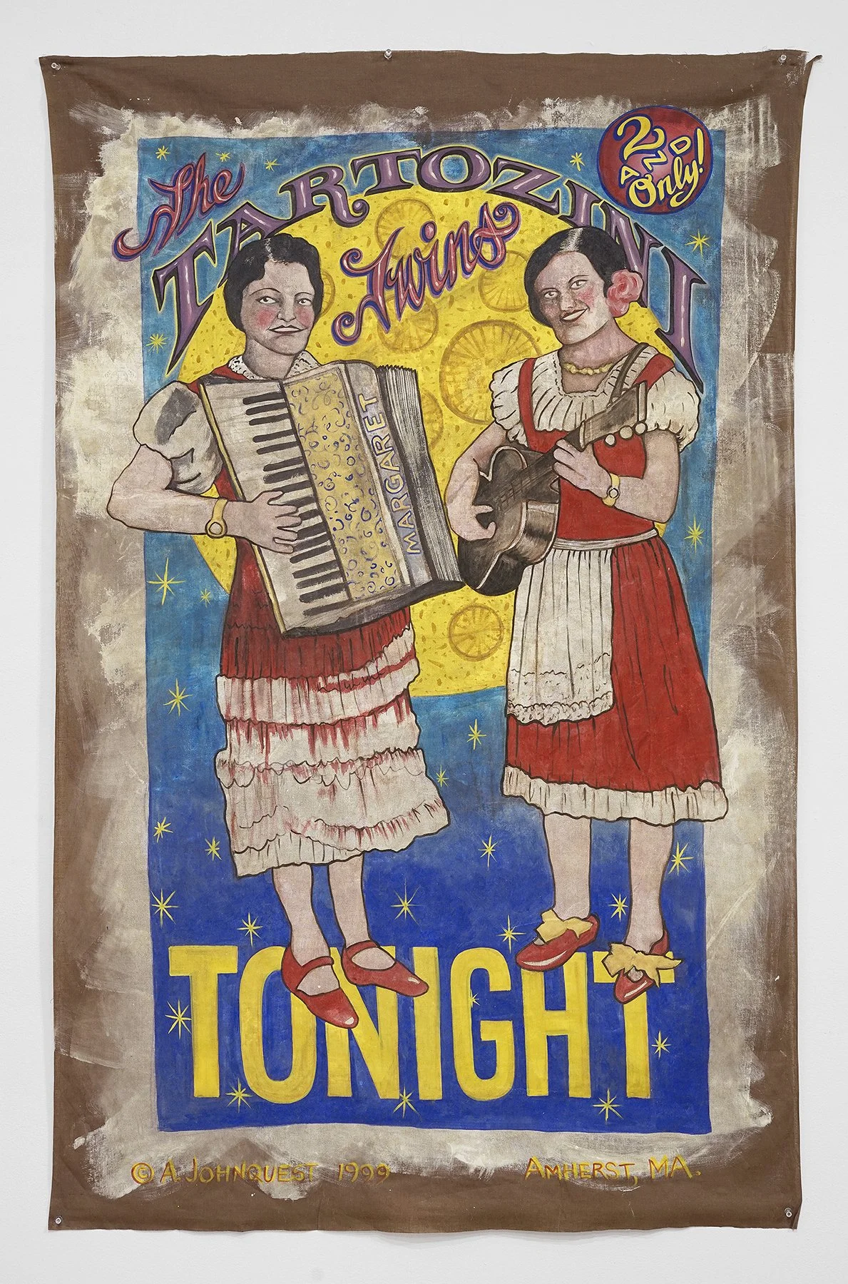 Tartozini Twins - 60” x 37.5”, casein & acrylic on fabric. $3,600.