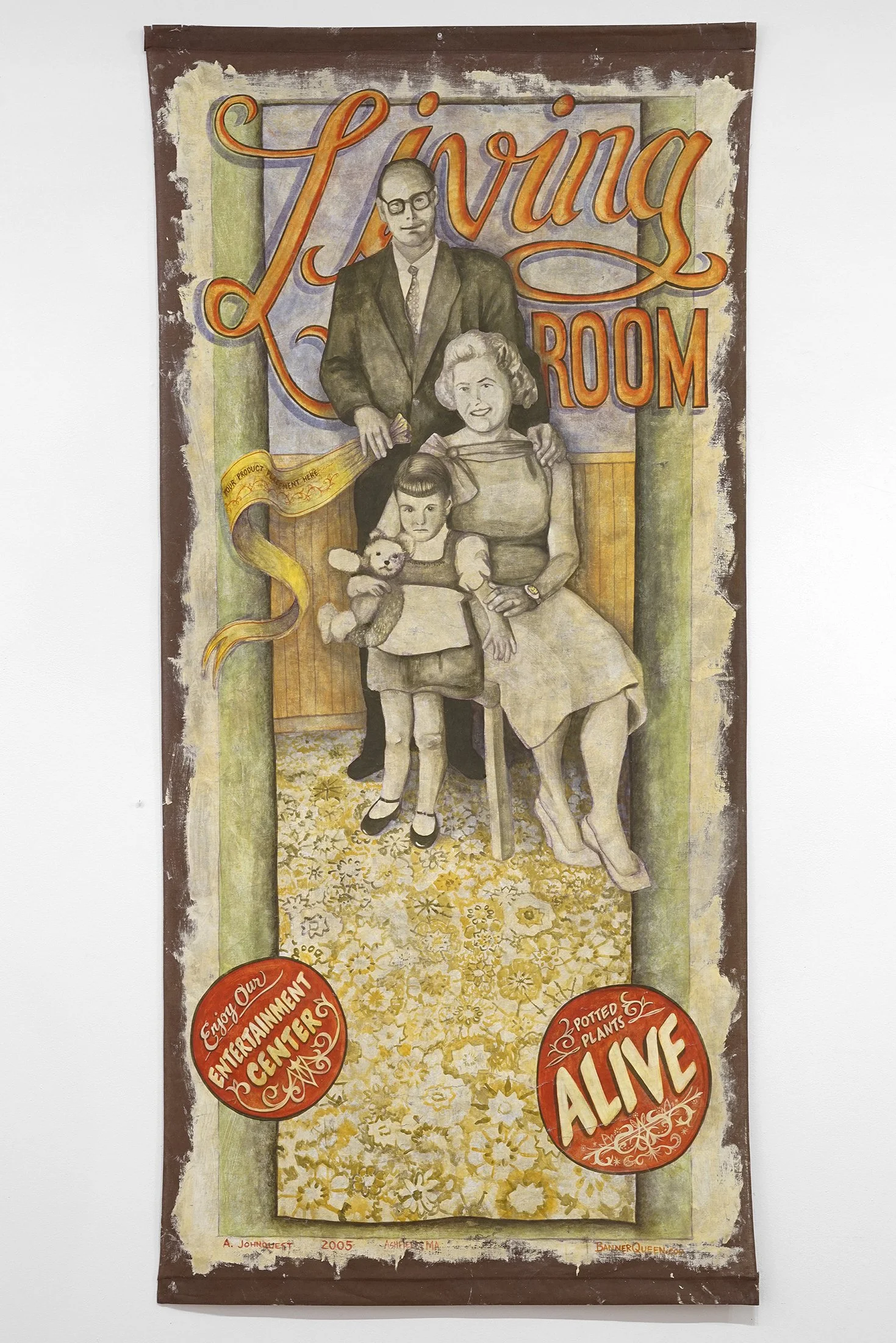 Living Room - 82” x 38”, casein & acrylic on fabric. $3,600.