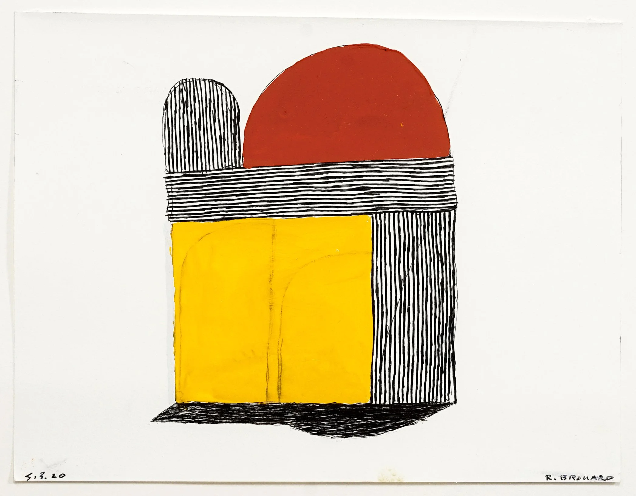 In The Meantime - 7.5” x 9.75”, (framed 14” x 16”), ink, gouache, wite-out, 2019. $950. sold.