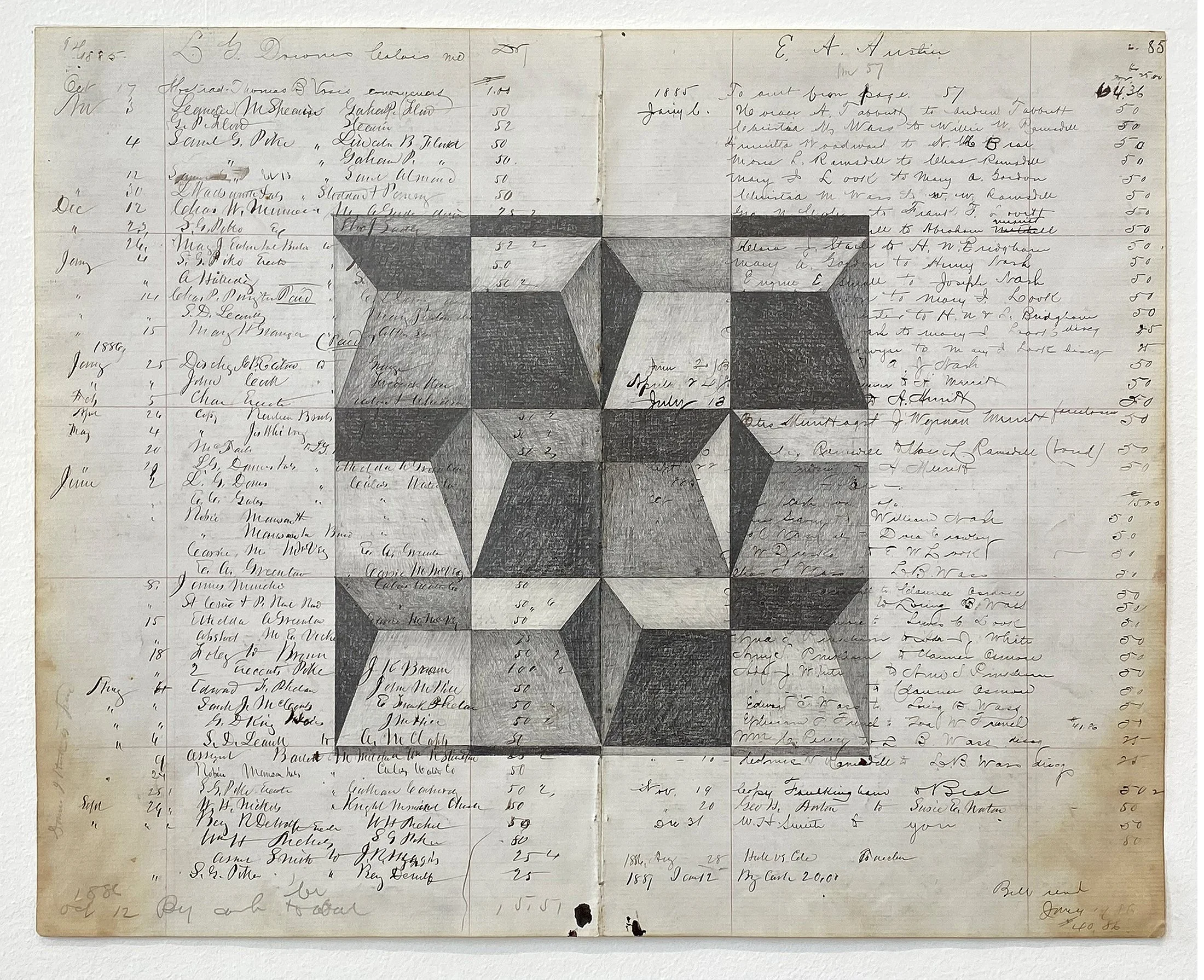 #5 - 13 3/8” x 17 1/2”, graphite on antique ledger paper, 2022. $600. SOLD.