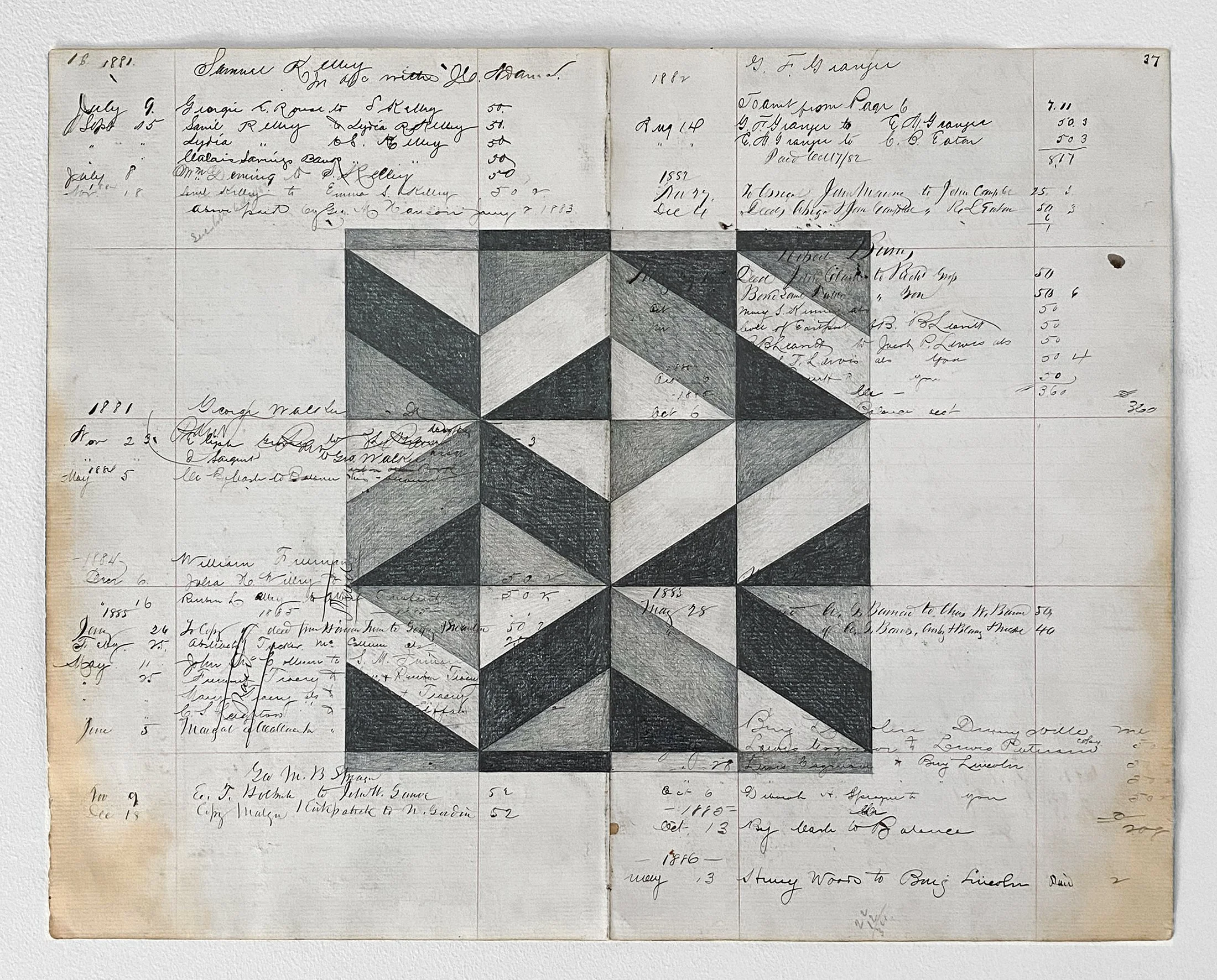 #4 - 13 3/8” x 17 1/2”, graphite on antique ledger paper, 2022. $500. SOLD.