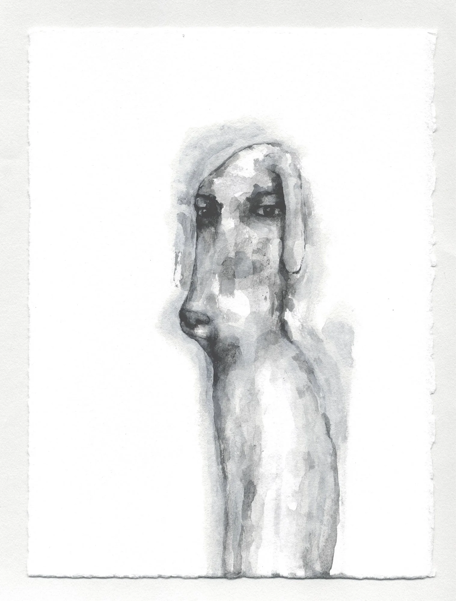 Portrait 413 - 7 1/2” x 5 5/8”, acrylic on rag paper, $500.
