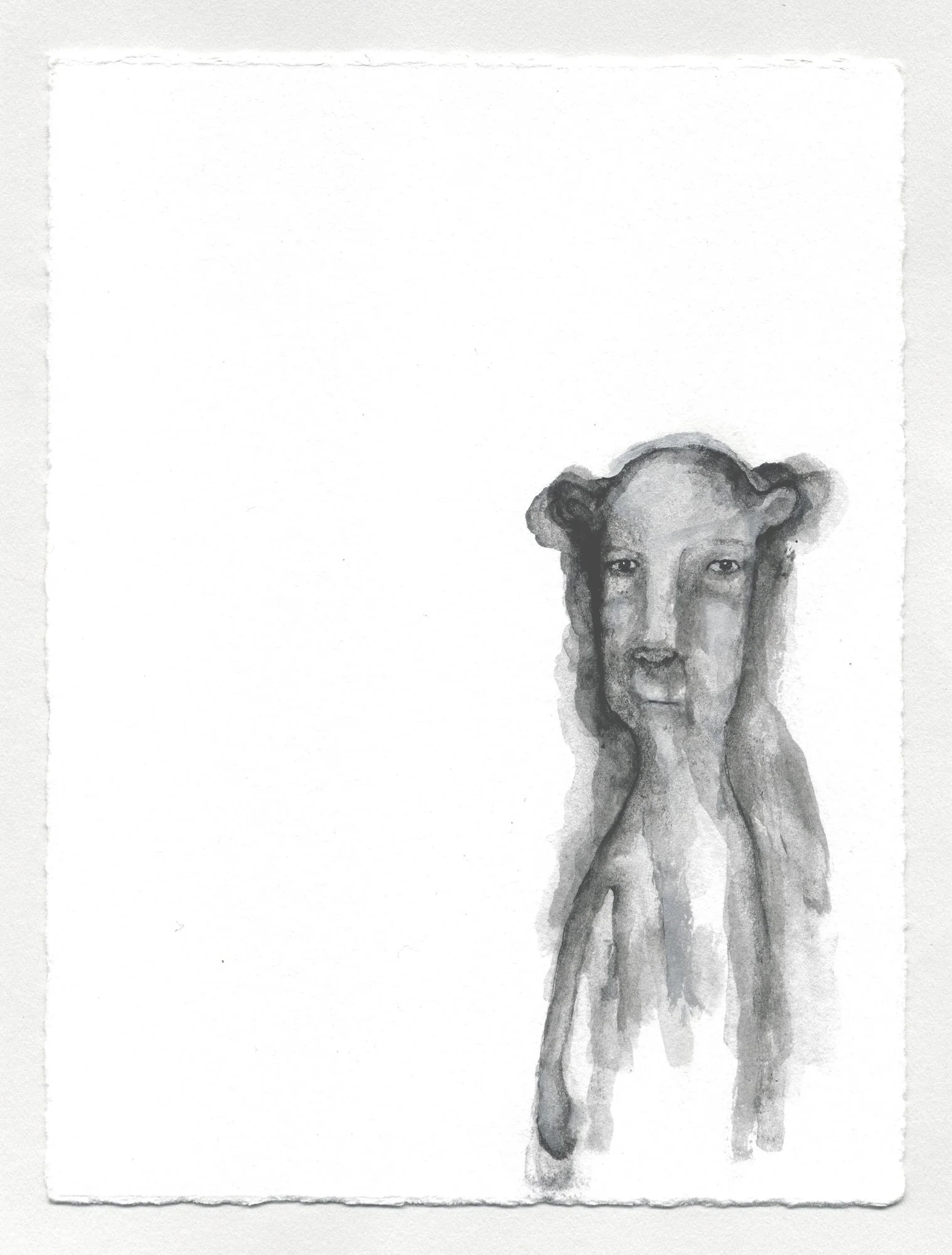 Portrait 614 - 7 1/2” x 5 5/8”, acrylic on rag paper, $500.