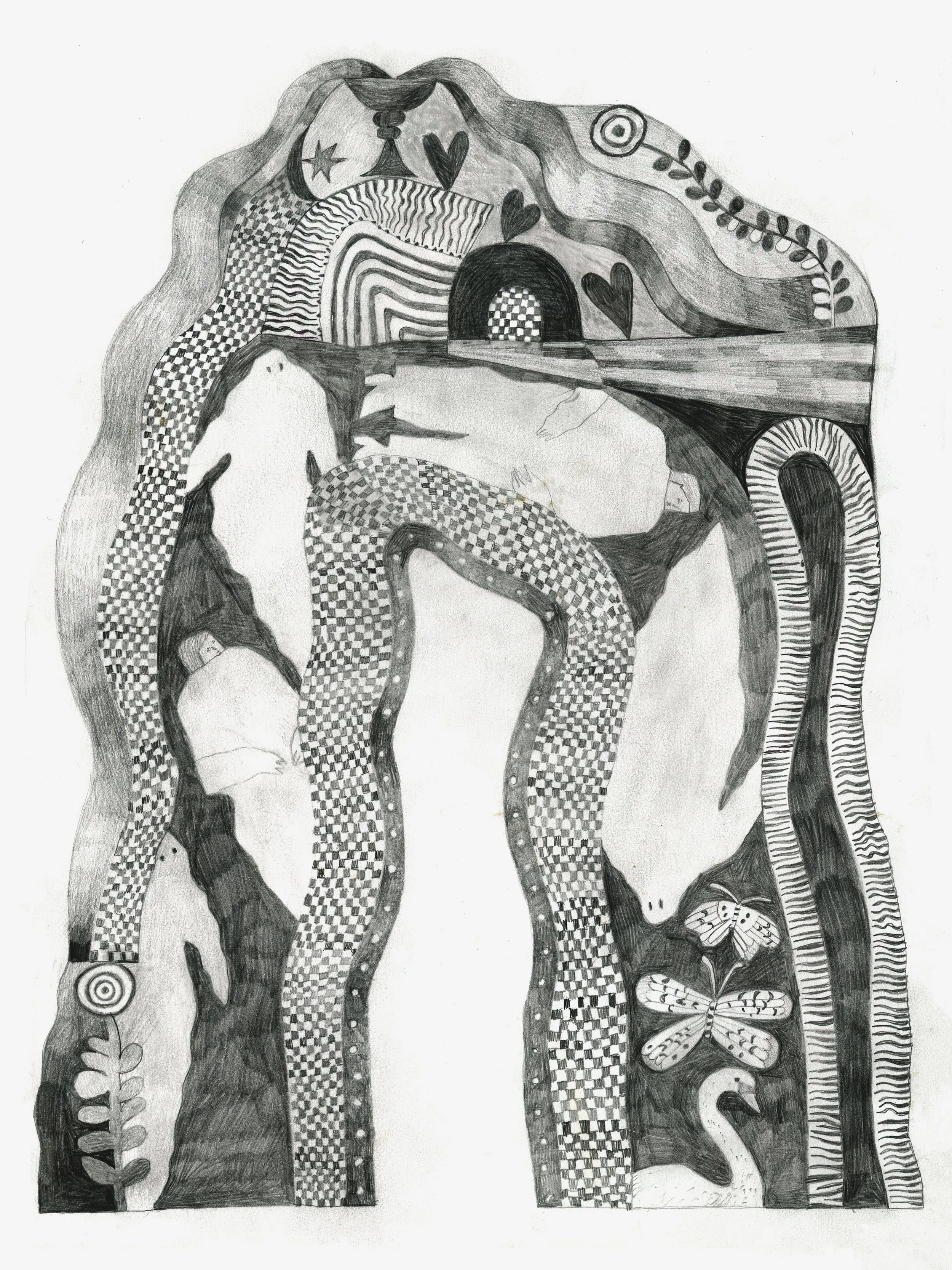 Chelsea Granger Tunnel Vision - 12” x 9”, (framed), graphite on paper, 2022. $225. sold.