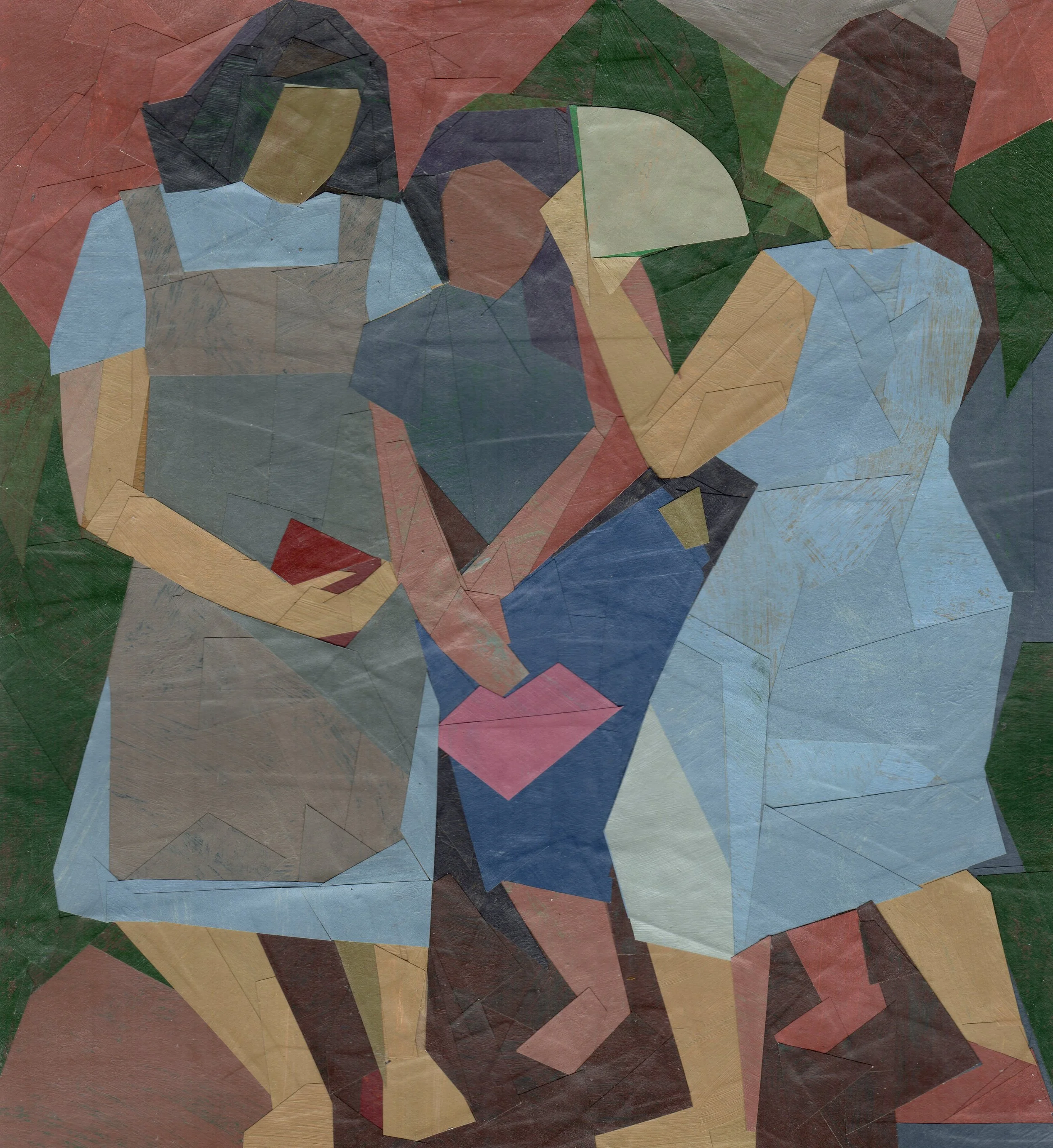 The Three Graces - 8 1/4” x 7 3/4” (with mat 14” x 11”), painted paper collage, acrylic, 2020. $600. sold.