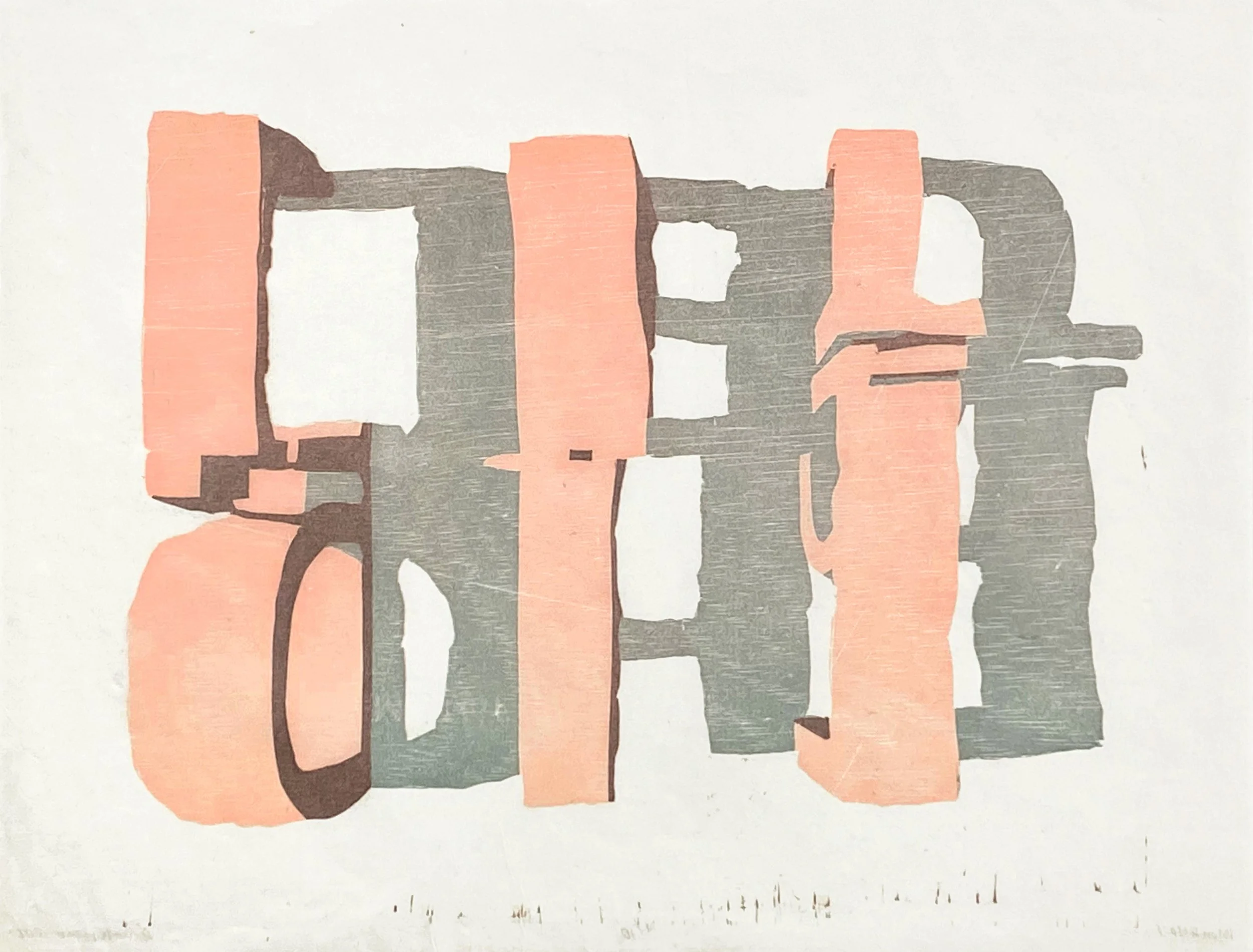 #1 - 18” x 13.5”, 1/10, color reduction woodcut on Kozo paper. $500.