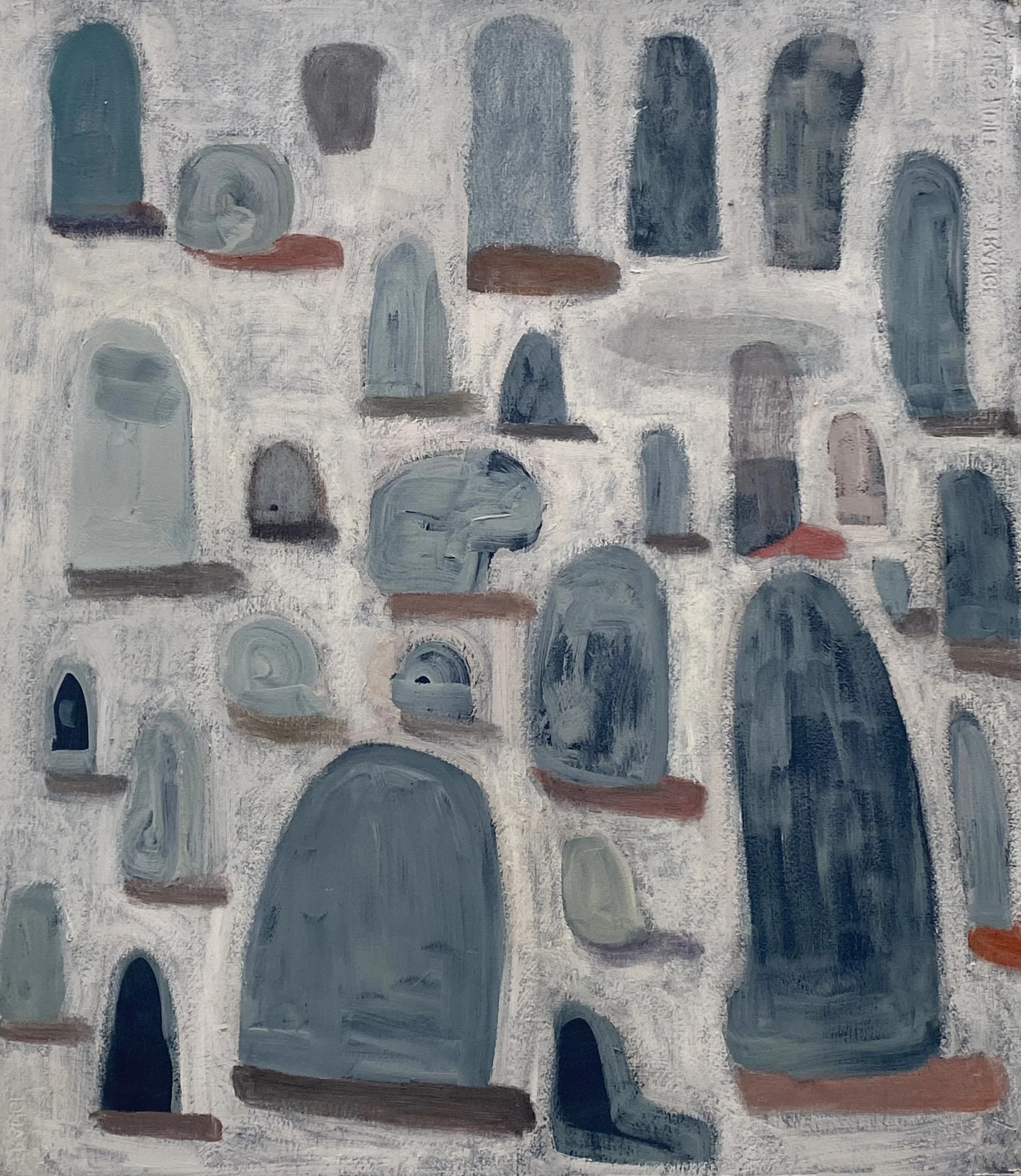 Cemetery Wiggle - 25” x 22”, oil and wax on Canson Paper (mounted & framed), 2023. $1,500.