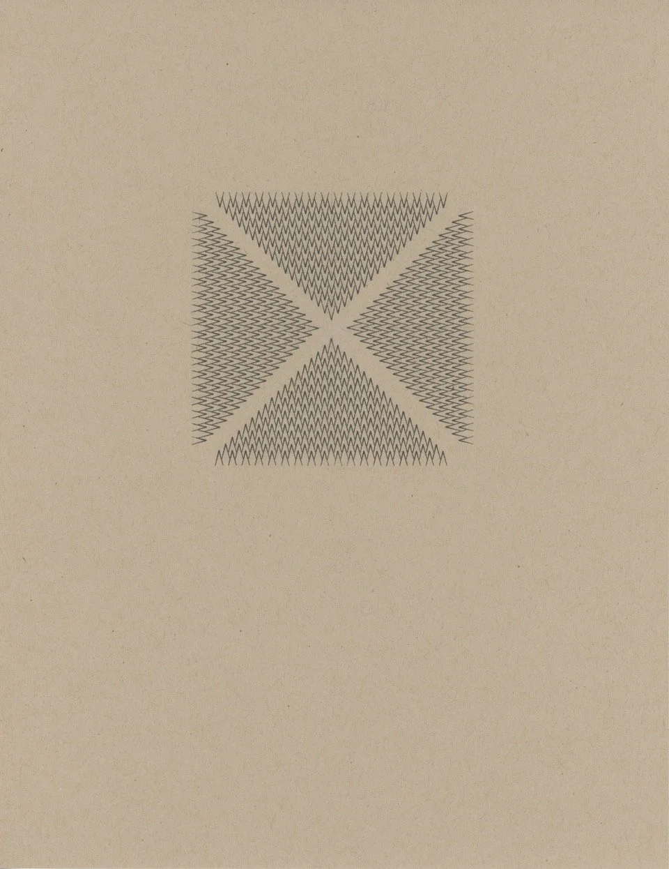 #2023-00631 11” x 8.5”, typewriter ink on craft paper, Olympia SG3-XL font typewriter, framed. $475.