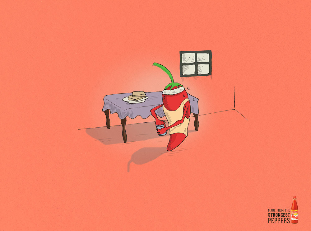 Illustration of Strong Chili Pepper opening a jar of jam