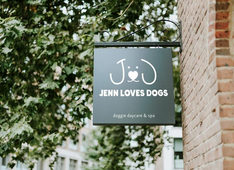 Jenn Loves Dogs Store front sign design