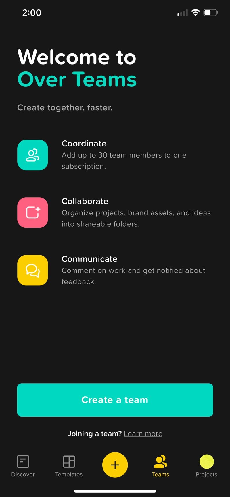 OVER app for collaboration