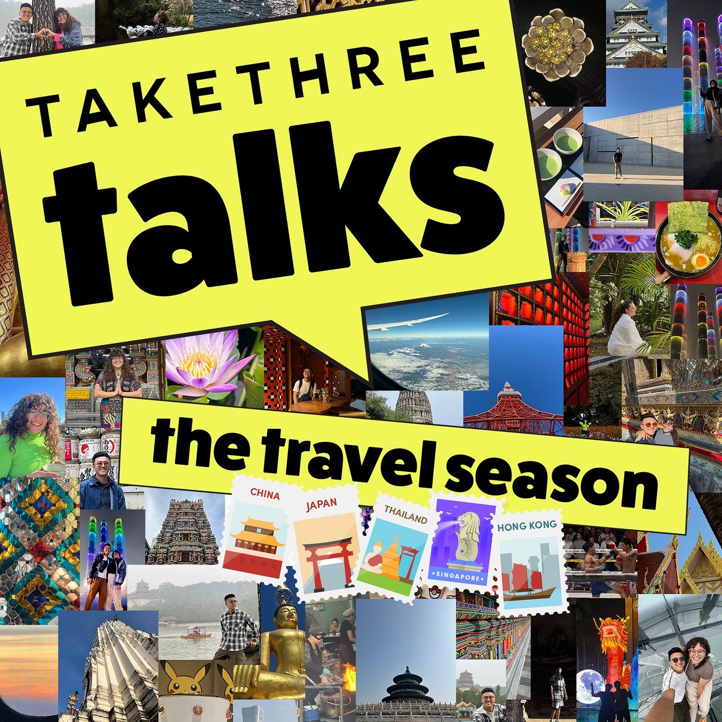 TakeThree Talks IS BACK 🎧
Season 2 = The Travel Season ✈️✨
aka the season of boarding passes, all-you-can-eat dumplings, sushi, green curry, temple hopping, and soft culture shocks.

Hiii friends!! It&rsquo;s Estefi, your host 👋🏽
We&rsquo;re takin