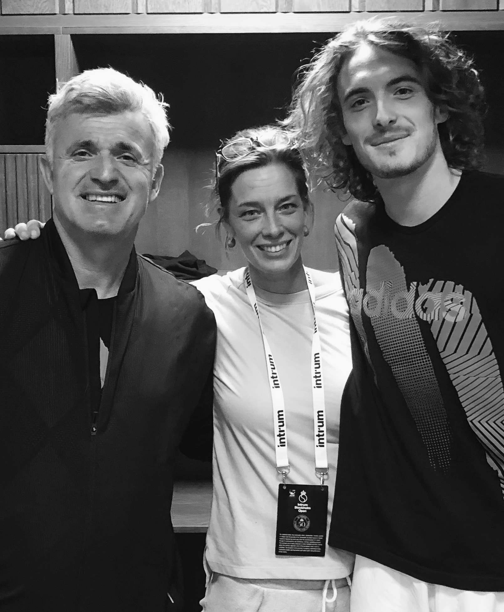 Sophia är sedan många år del av medicinska teamet på ATP 250 Stockholm Open. Foto ovan, Intrum Stockholm Open 2018, Sophia med segrare Stefanos Tsitsipas.