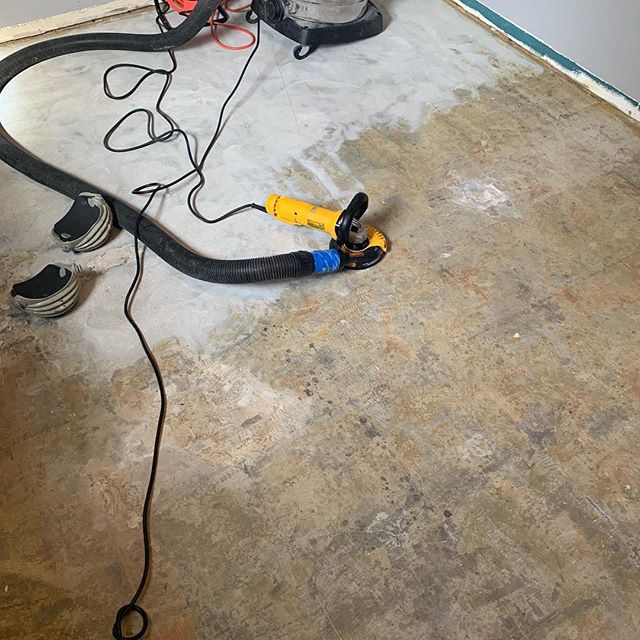 Working on this floor for a home office today. This one is taking some prep to get ready for tile. Grinding off a few high spots and the residue from the old floor, then will be pouring a self leveler and finally tile!